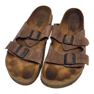 Naot Santa Barbara Flat Sandal Suede Size EU 45 Unisex Brown